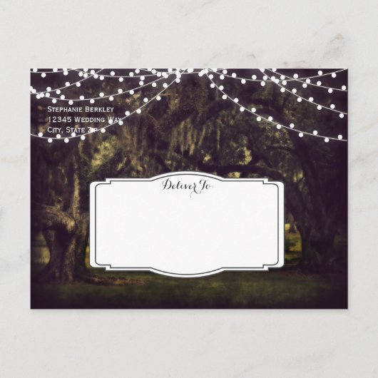 Leuchteneichenbaum Save the Date Postkarten (Rückseite)