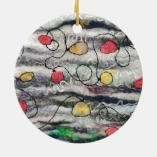 Leuchtenreihe aus Glasfaserkabel, rund verziert Keramik Ornament