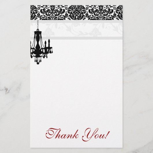 Leuchter danken Ihnen Briefpapier-Damast BW Briefpapier (Vorderseite)