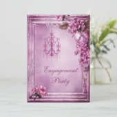 Leuchter-, Herz-u. Blumen-Rahmen-Verlobung Einladung (Stehend Vorderseite)