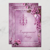 Leuchter-, Herz-u. Blumen-Rahmen-Verlobung Einladung (Vorne/Hinten)