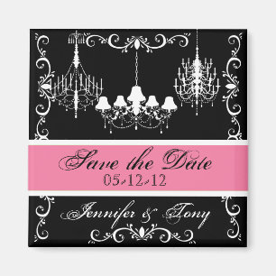 Leuchter mit Rosa-Save the Date Magneten Magnet