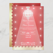 Leuchter mit rotem Kronleuchter Einladung (Vorne/Hinten)
