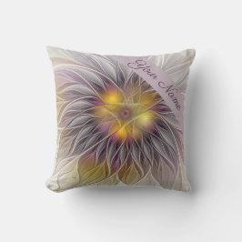 Leuchtfarbene Blume, Name des Abstrakten Fraktals Kissen