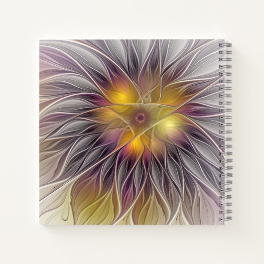 Leuchtfarbene Blume, Name des Abstrakten Fraktals Notizblock (Rückseite)