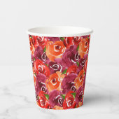 Leuchtfarbene BlumenCollage Pappbecher (Rückseite)