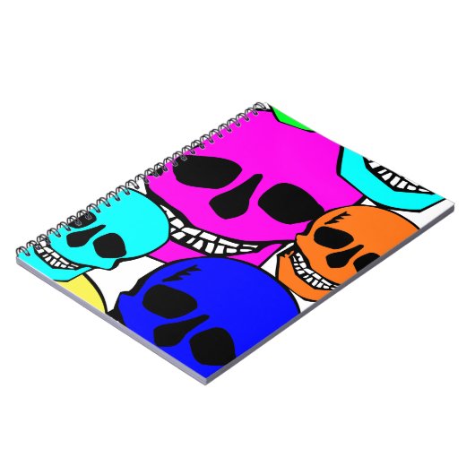 Leuchtfarbene Neonschädel Notizblock (Linke Seite)