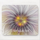 Leuchtfarbige Blume Abstraktes Fraktal Eigener Tex Mousepad (Vorne)