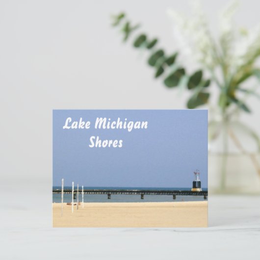 Leuchtfeuer des Lake Michigan Postkarte (Stehend Vorderseite)