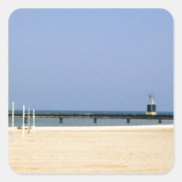 Leuchtfeuer des Lake Michigan Quadratischer Aufkleber