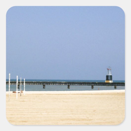 Leuchtfeuer des Lake Michigan Quadratischer Aufkleber (Vorderseite)
