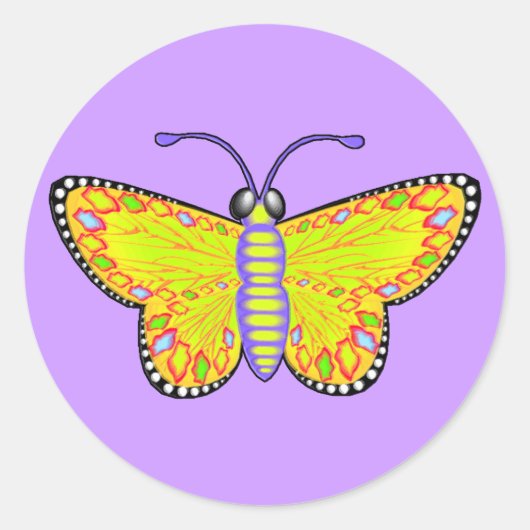 Leuchtgelbe Schmetterlinge Runder Aufkleber (Vorderseite)