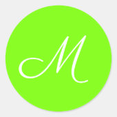 Leuchtgrün - mit Monogramm Runder Aufkleber (Vorderseite)