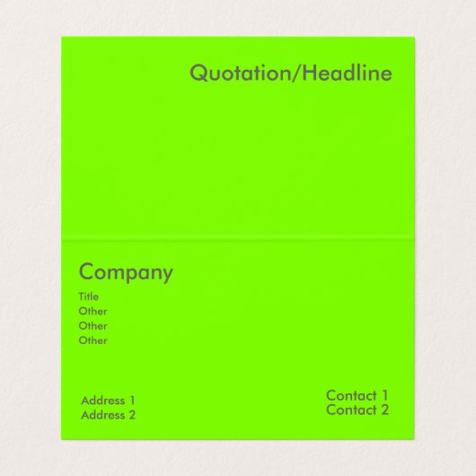 Leuchtgrün Visitenkarten (Innenseite Aufgefaltet)