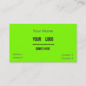 Leuchtgrün - Vollfarben - Logo hinzufügen Visitenkarte (Vorderseite)