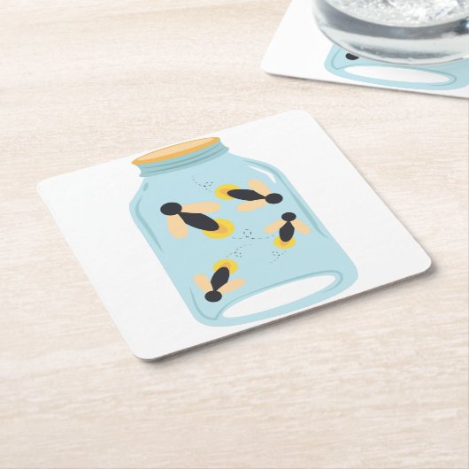 Leuchtkäfer im Glas Rechteckiger Pappuntersetzer (angewinkelt)