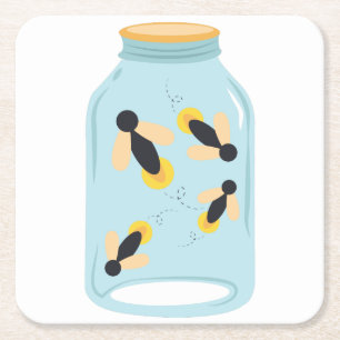 Leuchtkäfer im Glas Rechteckiger Pappuntersetzer