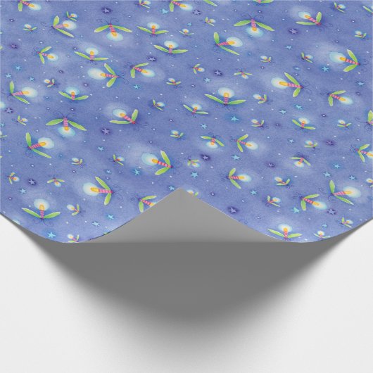 Leuchtkäfer-Insekten-Blau-Muster Geschenkpapier (Ecke)