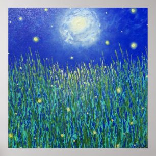 Leuchtkäfer-Mond Poster