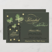 Leuchtkäfer-und Maurer-Glas-Brautparty - Grün Einladung (Vorne/Hinten)