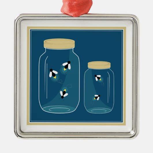 Leuchtkäfer-Weckglas Silbernes Ornament (Vorne)