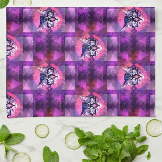 Leuchtkatze Geschirrtuch (Gefaltet)