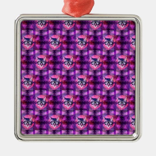 Leuchtkatze Silbernes Ornament (Vorne)