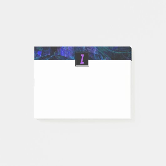 Leuchtkopf | Initialschreiben der Lila Monogramm Post-it Klebezettel (Vorderseite)