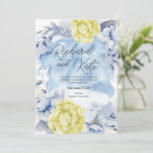 LEUCHTLICHT BLAU UND ARBEIT GELB EINLADUNG (Stehend Vorderseite)