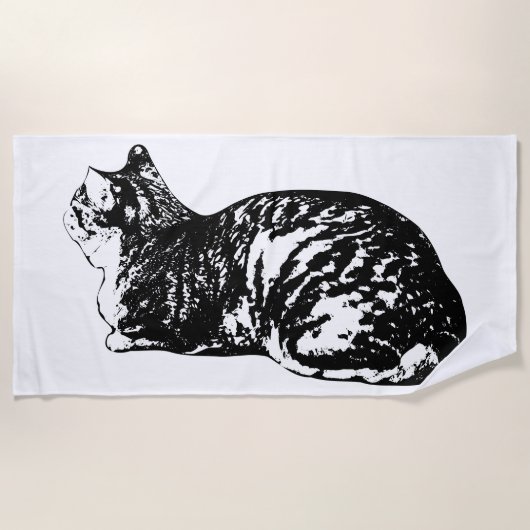 Leuchtlinien, ruhende Katze Strandtuch (Vorderseite)