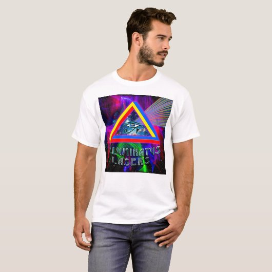 Leuchtmittel-Lasern Logo Weißer T - Shirt (Vorne ganz)