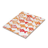 Leuchtorange-Aquarell-Fisch-Muster Fliese (Seite)