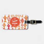 Leuchtorange-Aquarell-Fisch-Muster Gepäckanhänger (Vorderseite horizontal)