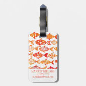Leuchtorange-Aquarell-Fisch-Muster Gepäckanhänger (Rückseite vertikal)