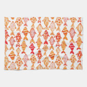 Leuchtorange-Aquarell-Fisch-Muster Geschirrtuch (Horizontal)
