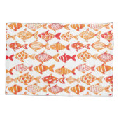Leuchtorange-Aquarell-Fisch-Muster Kissenbezug (Rückseite-Links)