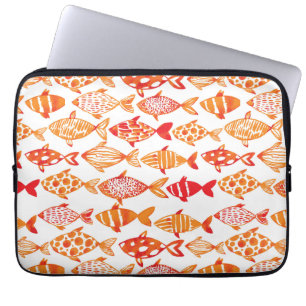 Leuchtorange-Aquarell-Fisch-Muster Laptopschutzhülle
