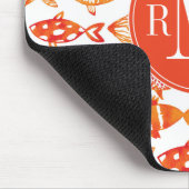Leuchtorange-Aquarell-Fisch-Muster Mousepad (Ecke)