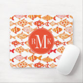 Leuchtorange-Aquarell-Fisch-Muster Mousepad (Mit Mouse)