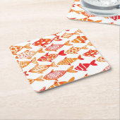 Leuchtorange-Aquarell-Fisch-Muster Rechteckiger Pappuntersetzer (angewinkelt)