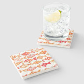 Leuchtorange-Aquarell-Fisch-Muster Steinuntersetzer (Seitenansicht)