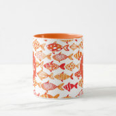 Leuchtorange-Aquarell-Fisch-Muster Tasse (Zentrum)