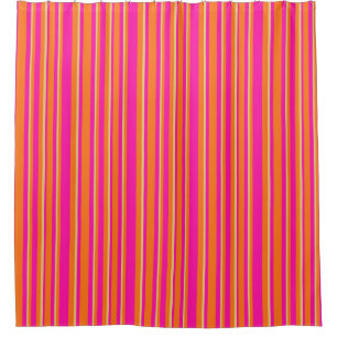 Leuchtorange-Gelb und rosa gestreiftes Muster Duschvorhang