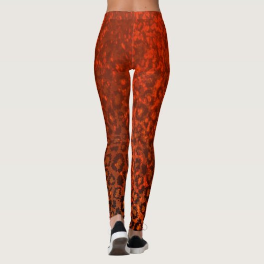 Leuchtorange-Leopard-Druck Leggings (Rückseite)