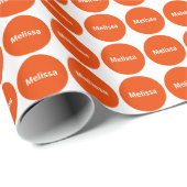 Leuchtorange-Punkt-Muster auf Weiß mit Namen Geschenkpapier (Rolleneckpunkt)