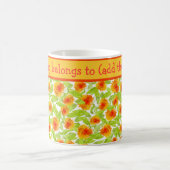 Leuchtorange-Ringelblumen Foral Muster auf Weiß Kaffeetasse (Mittel)