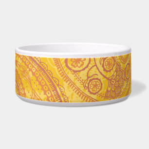 Leuchtorange u. Gold Paisley Napf