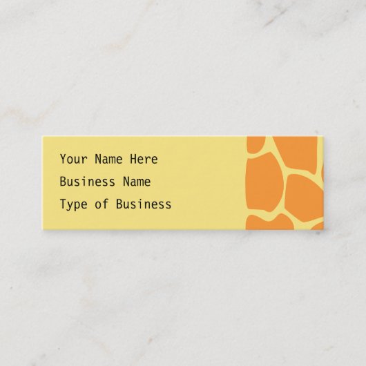 Leuchtorange-und Gelb-Giraffen-Druck-Muster Mini Visitenkarte (Vorderseite)