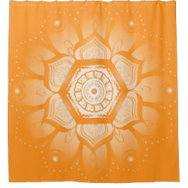 Leuchtorange-und Weiß-Mandala-Duschvorhang Duschvorhang