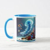 Leuchtquallen und tropische Fische. Tasse (Links)